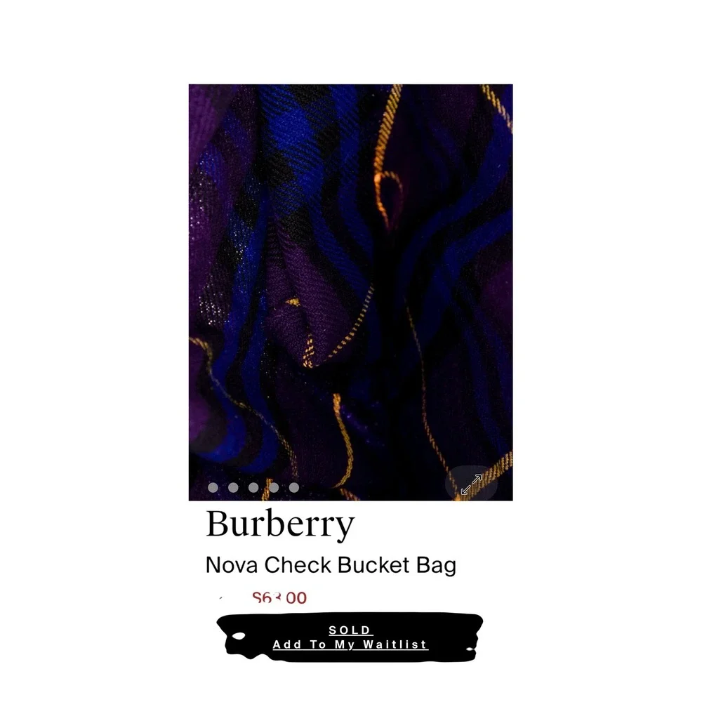 Burberry Nova Check Bucket Bag Women Large Purple Blue Good Plaid Tote - Picture 7 of 7